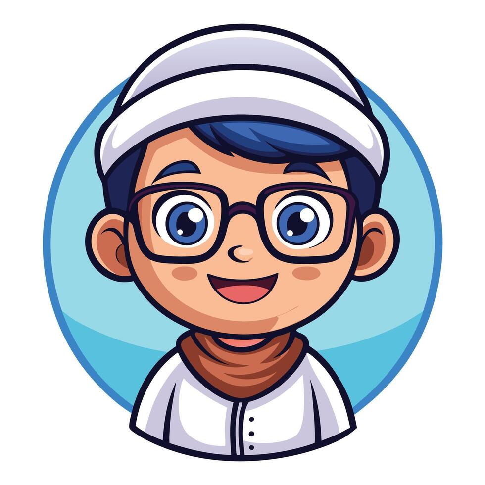 cartoon boy wearing glasses and a hat vector