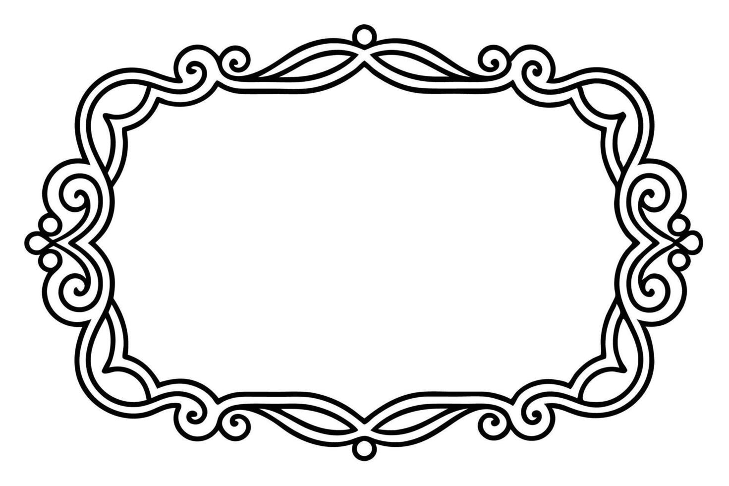 a black and white drawing of a frame with a scroll vector