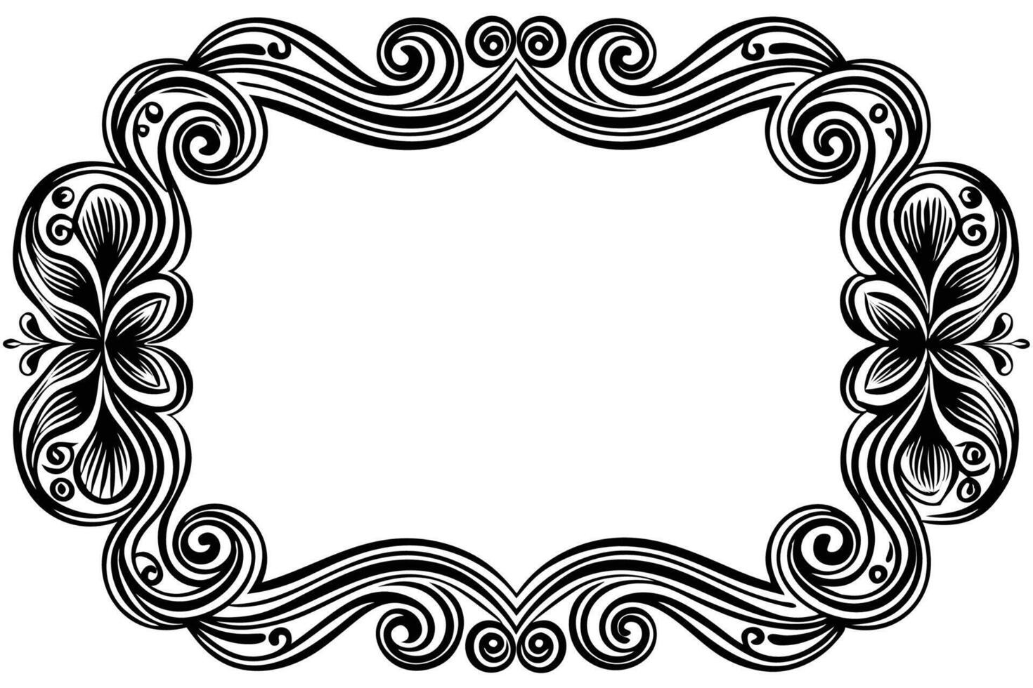 a black and white ornamental frame with swirls vector