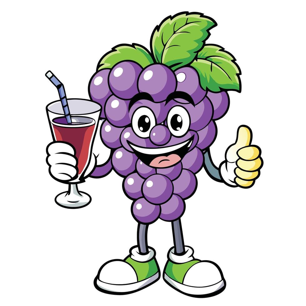 grape fruit mascot cartoon illustration vector
