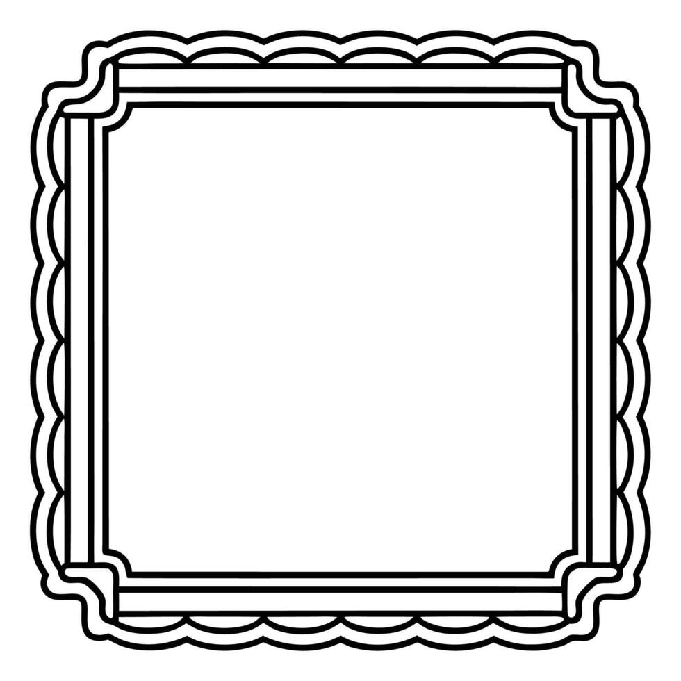 a black and white drawing of a square frame vector
