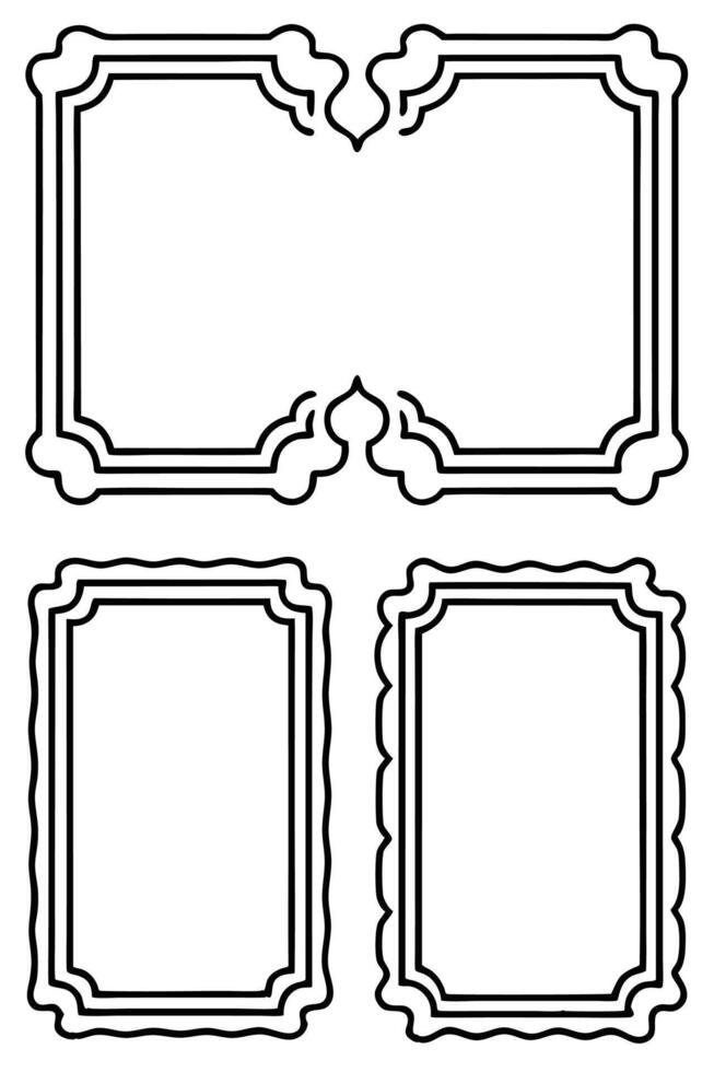 four black and white frames with ornate designs vector