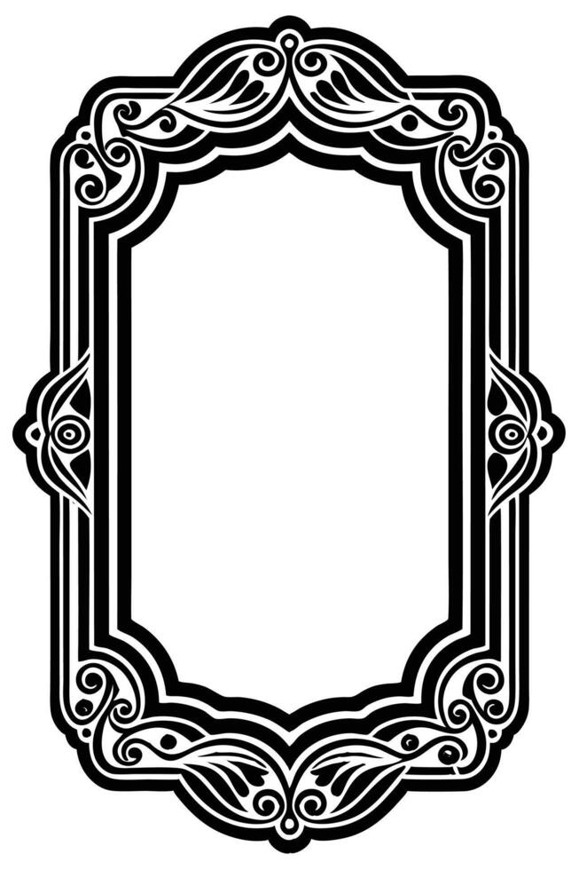 a black and white ornate frame with a white border vector