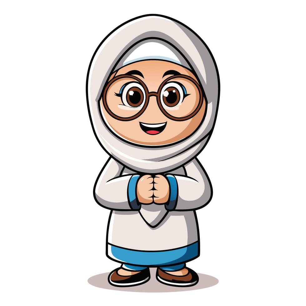 cartoon muslim girl in hijab vector