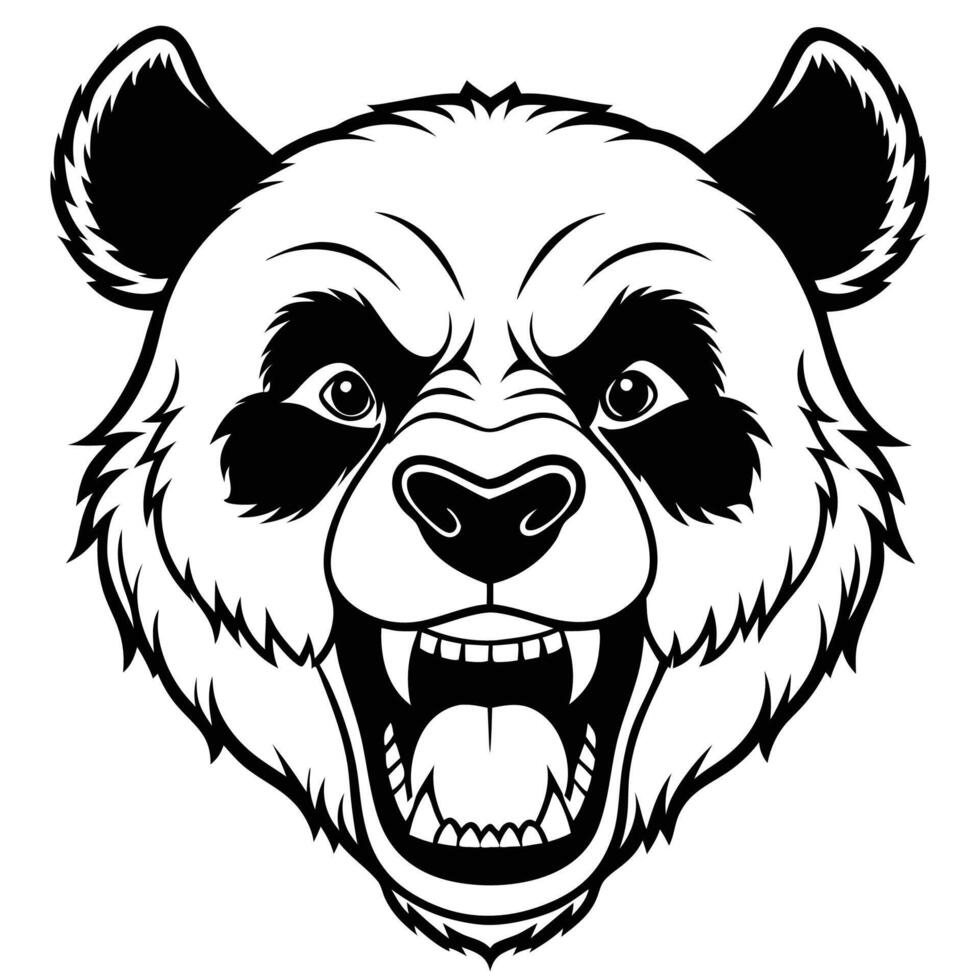 a panda bear head with its mouth open vector
