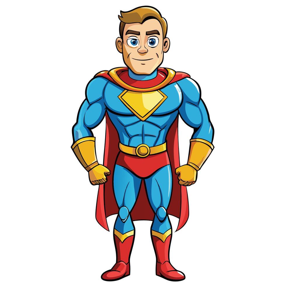 cartoon super hero with blue and red costume vector
