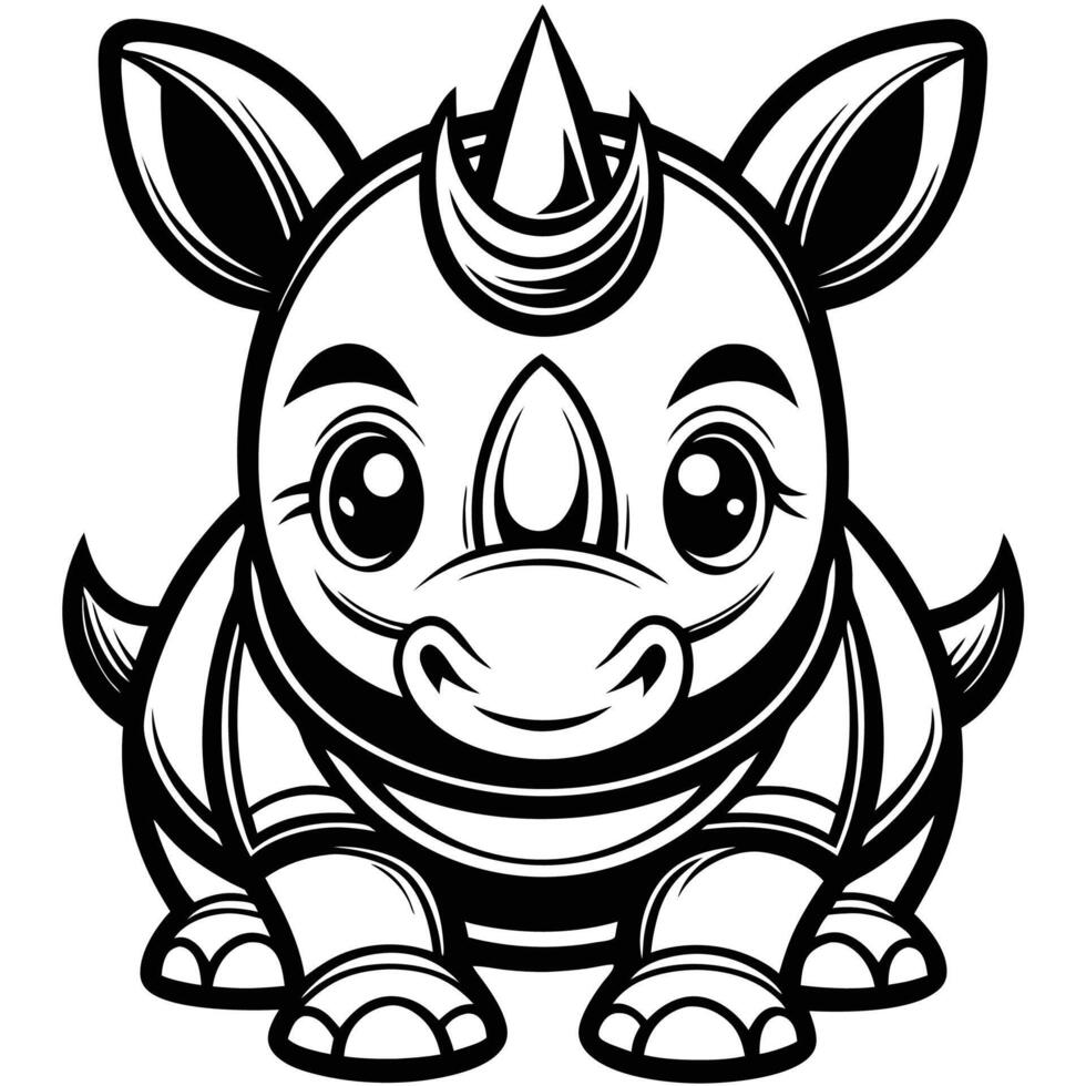 a cartoon rhino with horns and horns vector