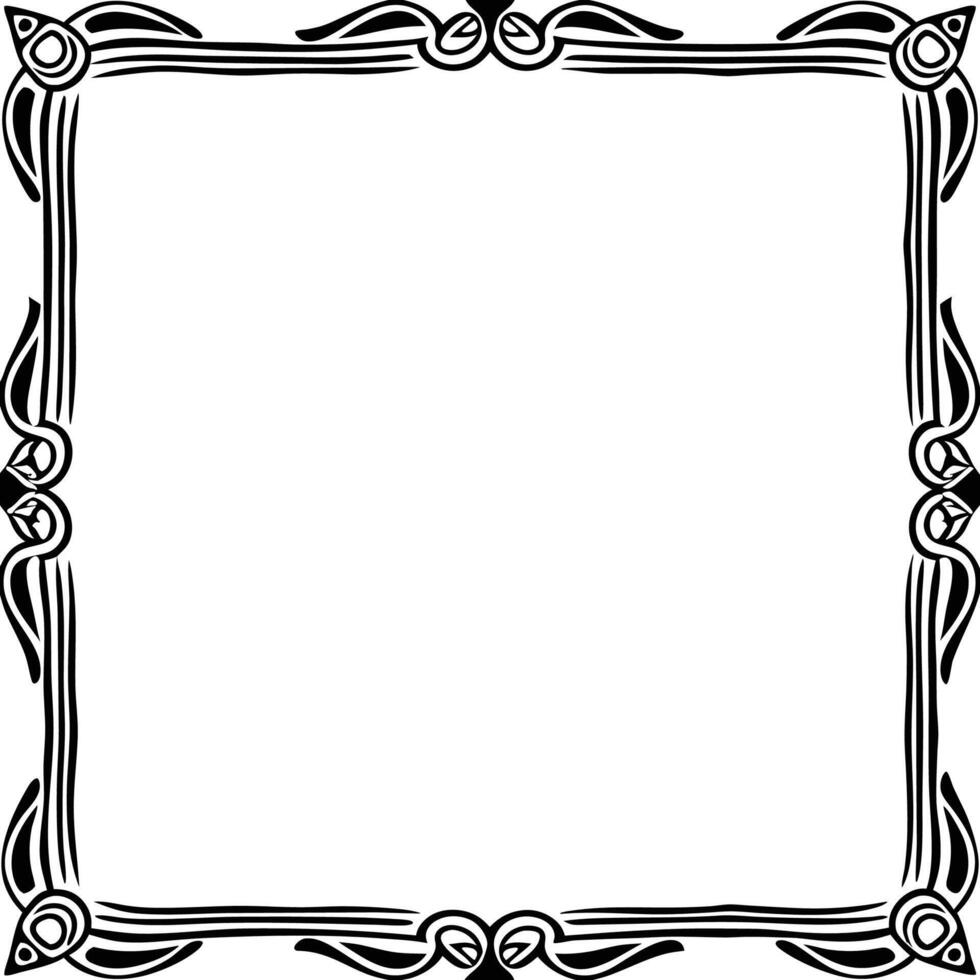 a black and white square frame with a decorative design vector