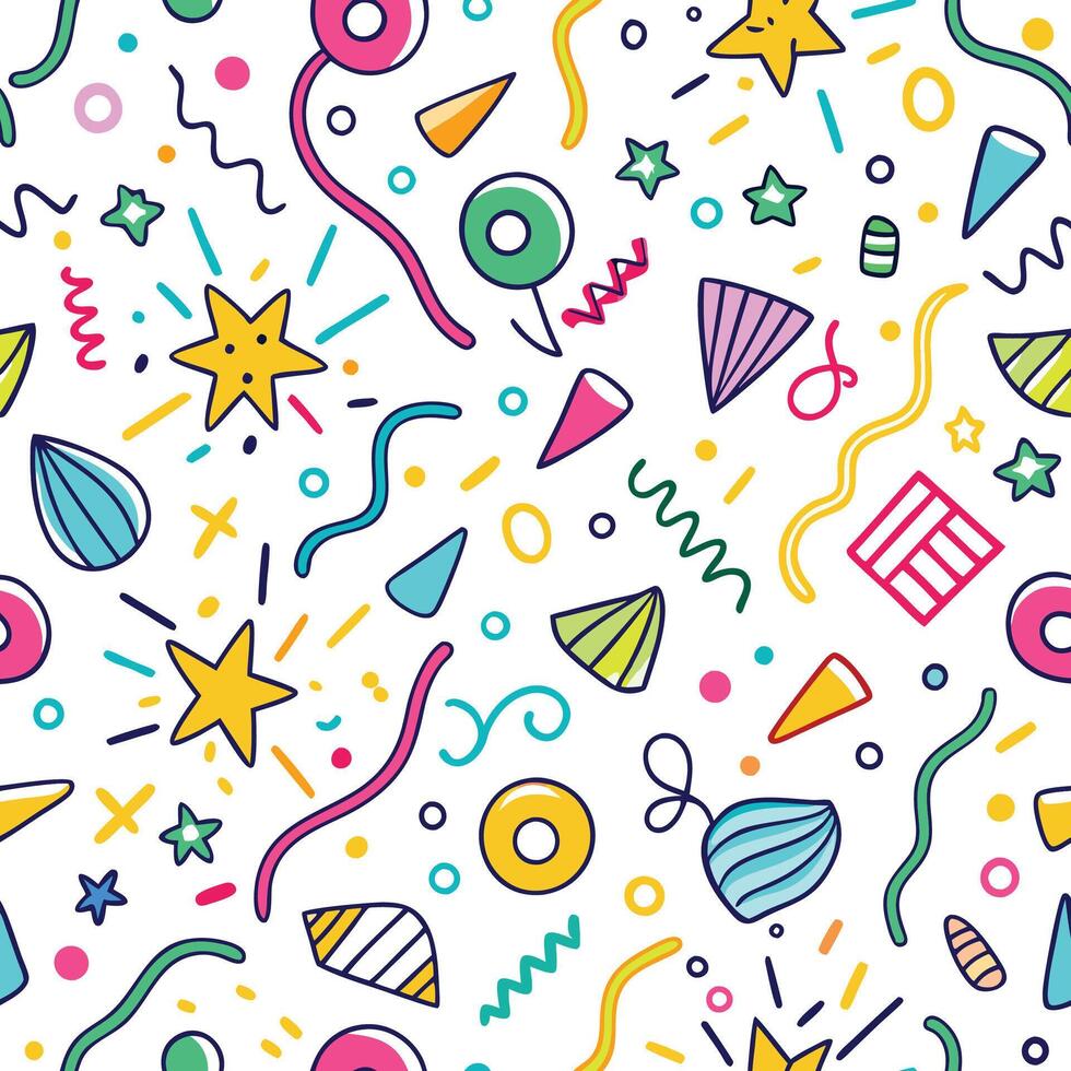 seamless pattern with colorful party items vector