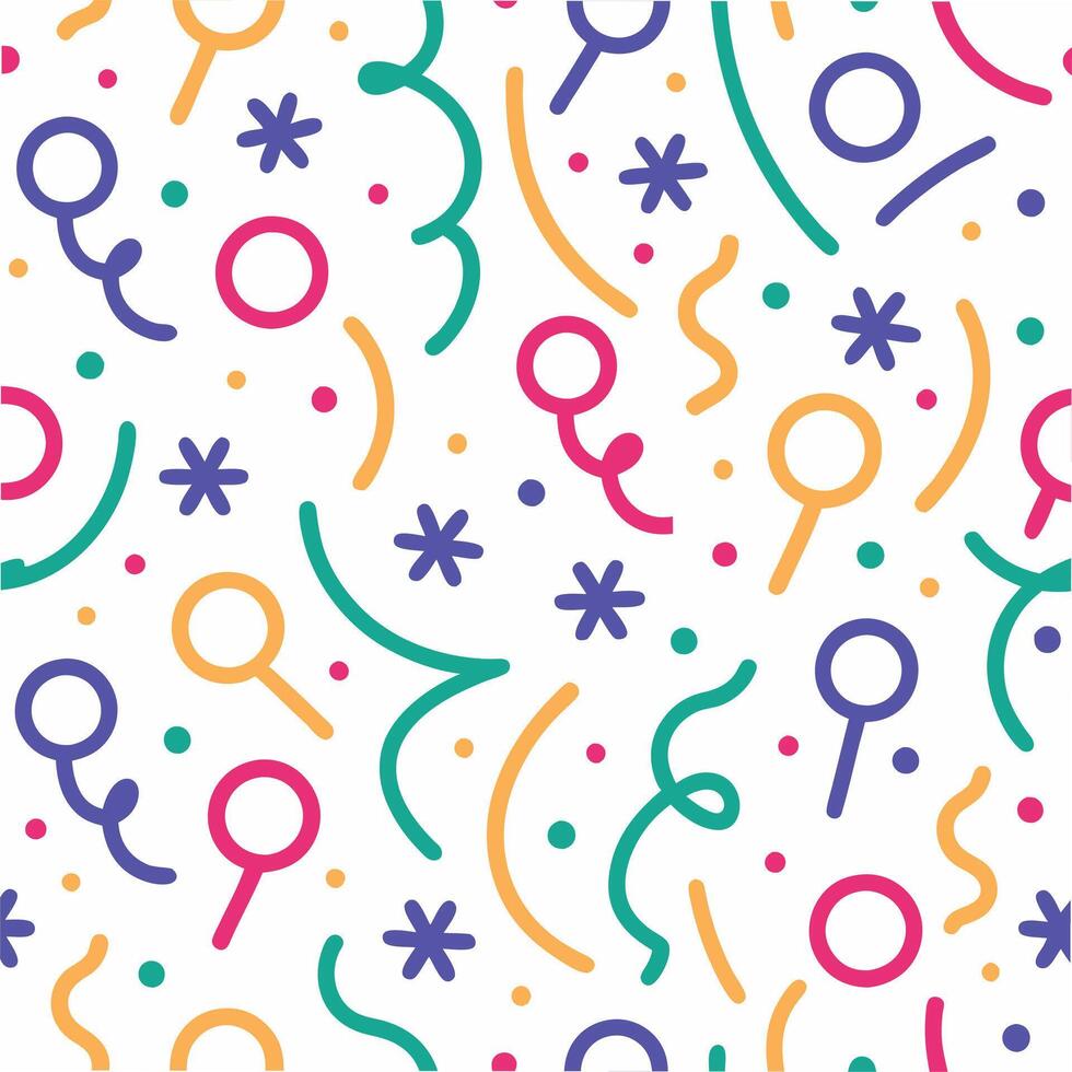 a colorful pattern with party supplies vector