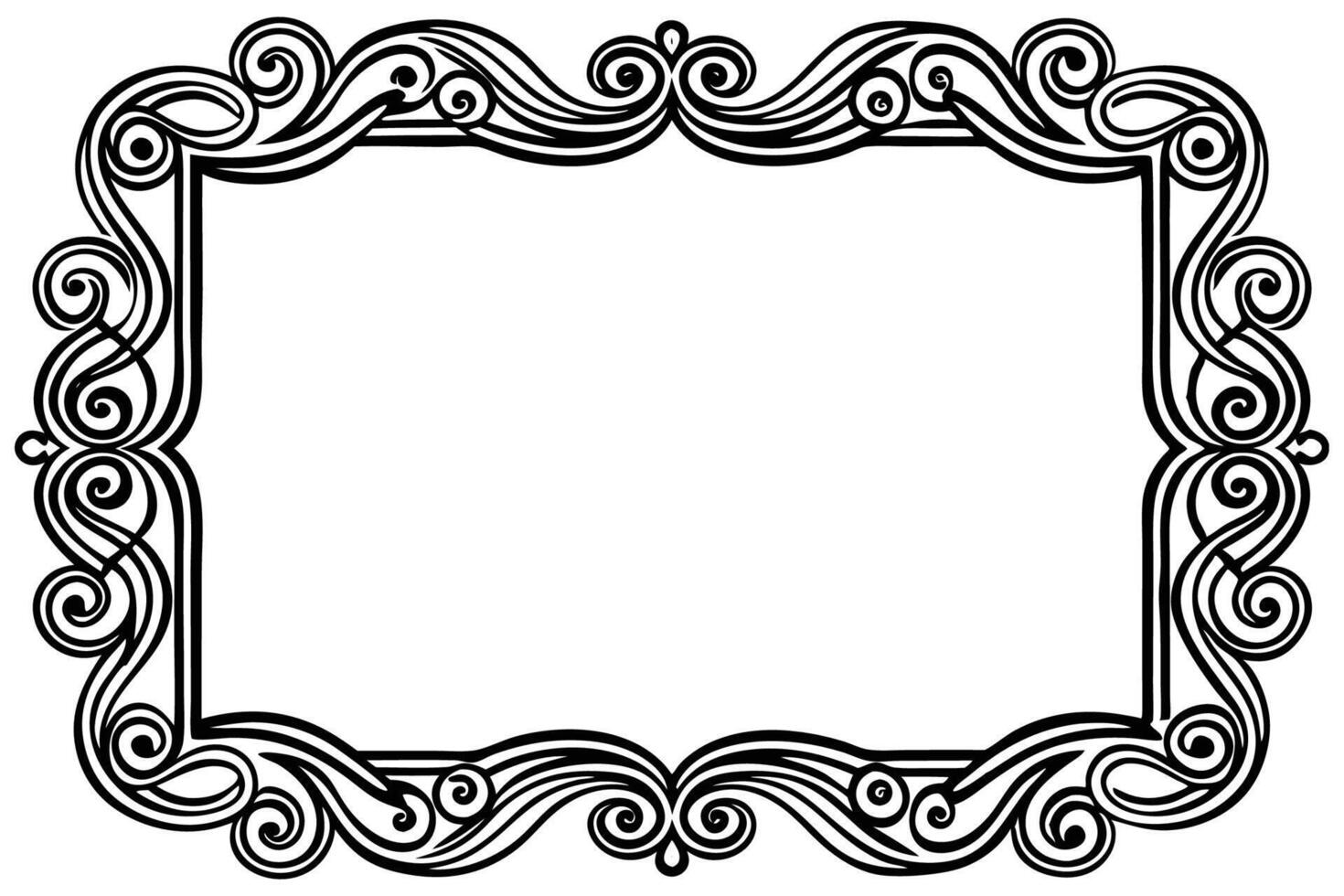 a black and white ornate frame with swirls vector