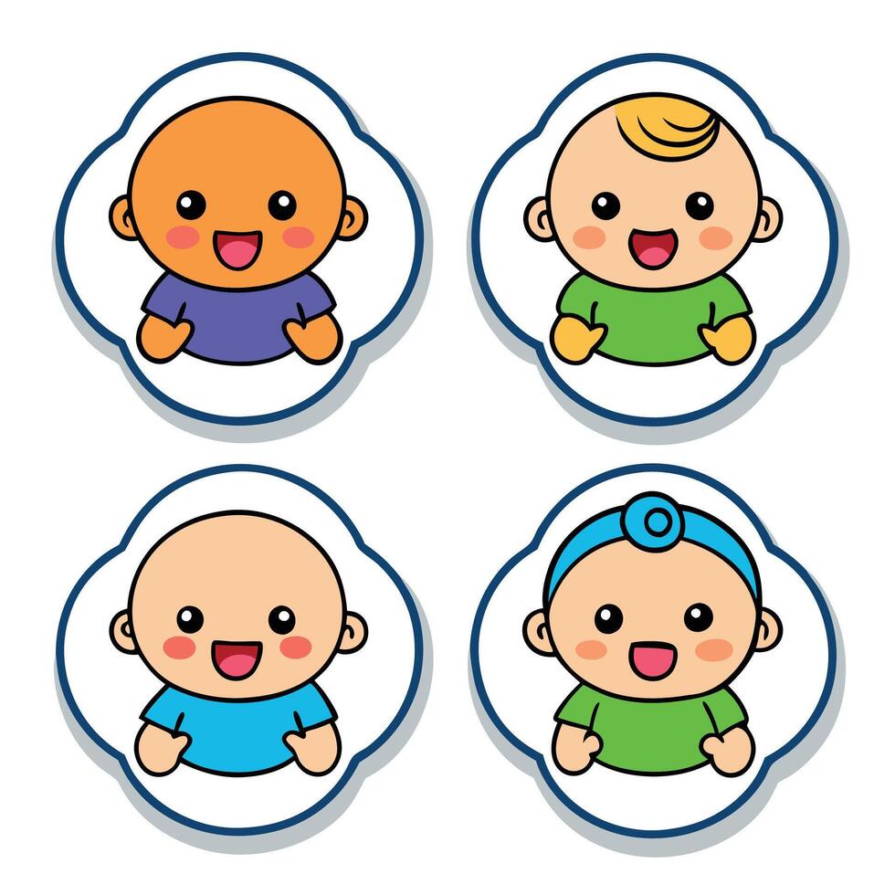 baby stickers set illustration vector
