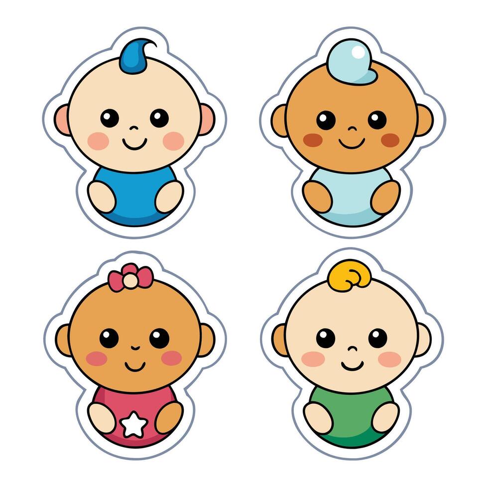 baby stickers set vector