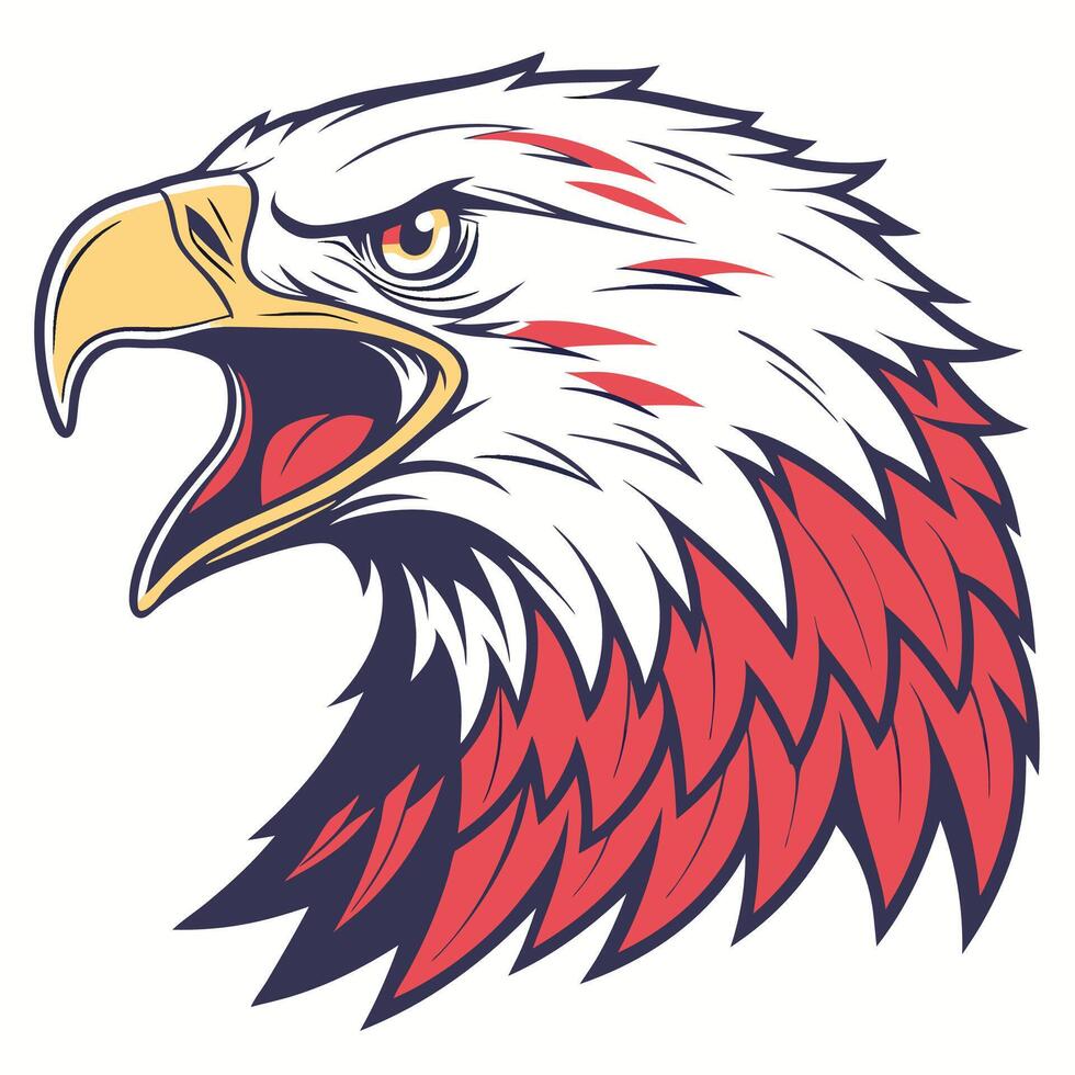 an eagle head with red and white feathers vector