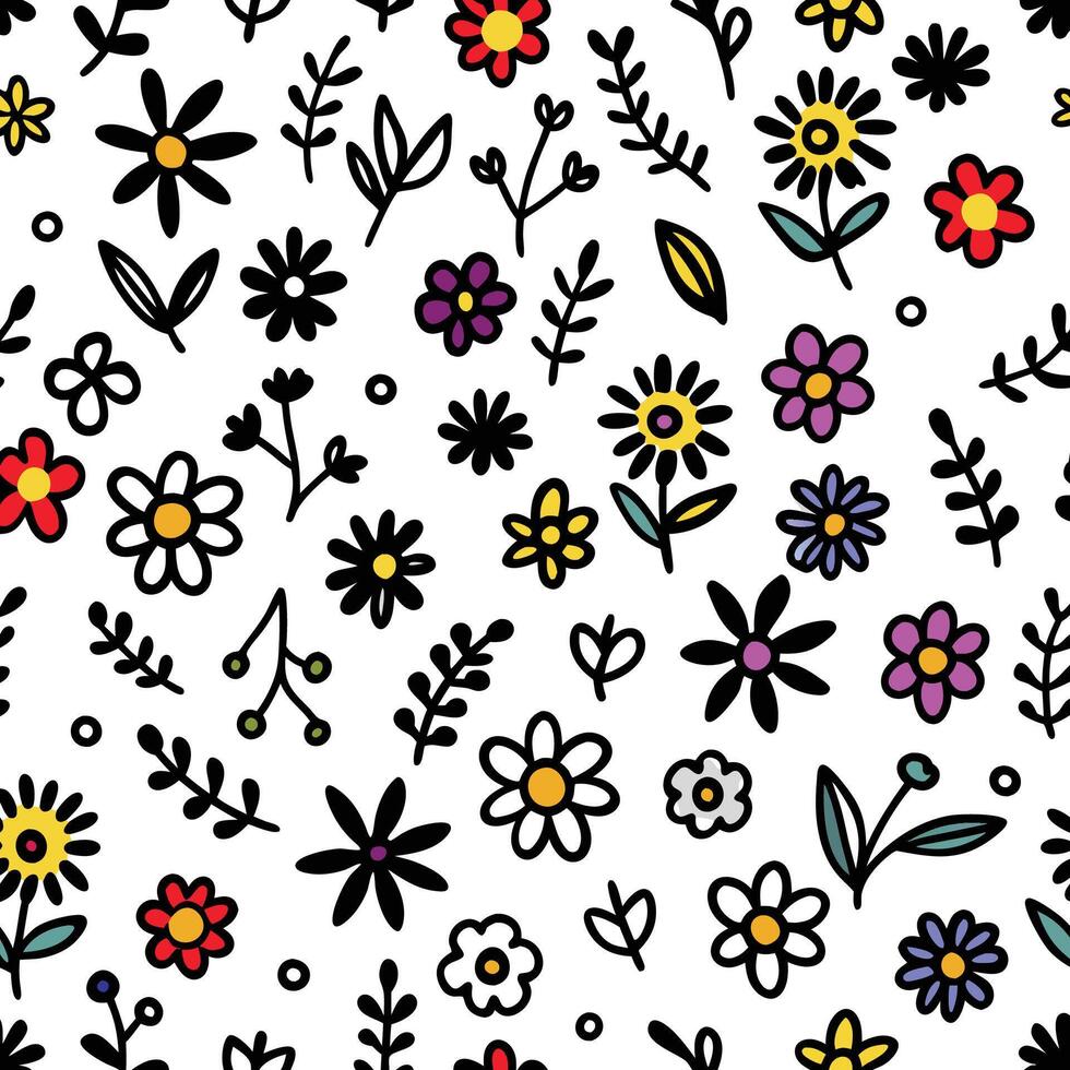 seamless pattern with flowers and leaves vector