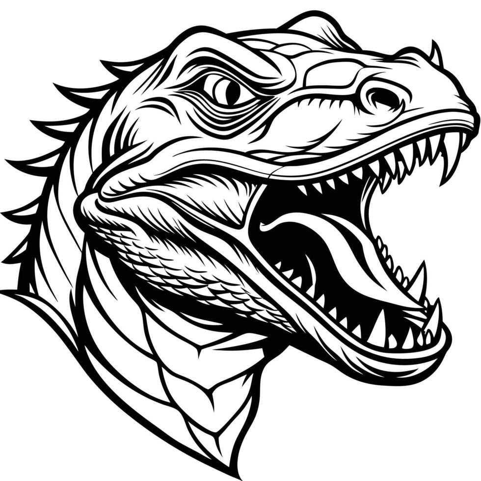 a dinosaur head with its mouth open and teeth vector