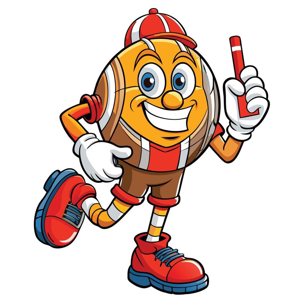 a cartoon football mascot holding a marker vector