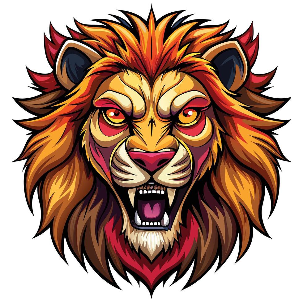 lion head with angry eyes, illustration vector
