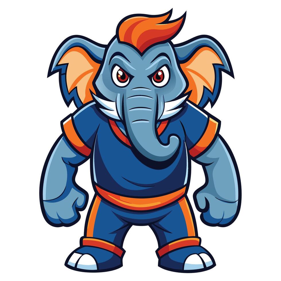 an elephant mascot in blue and orange vector