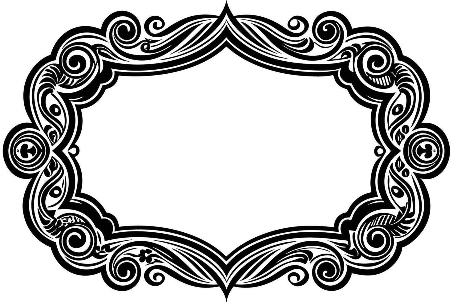 a black and white ornate frame with swirls vector