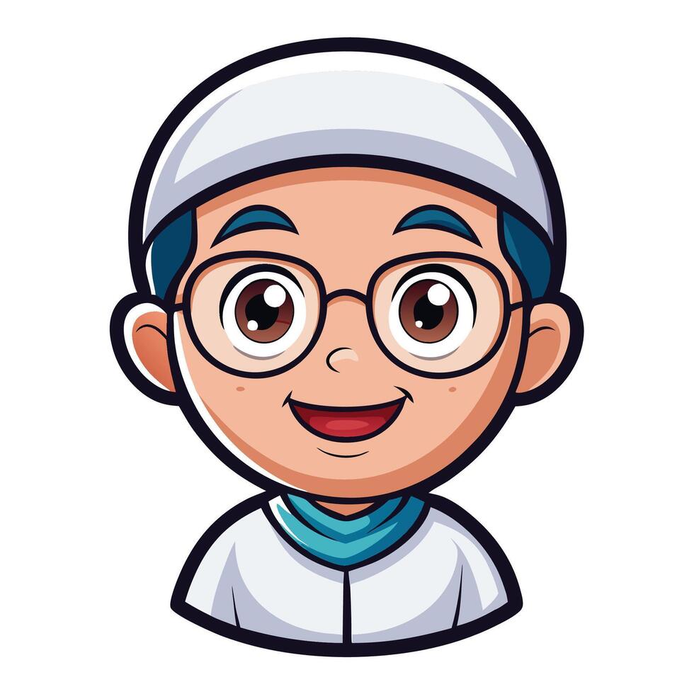 a cartoon character wearing glasses and a cap vector