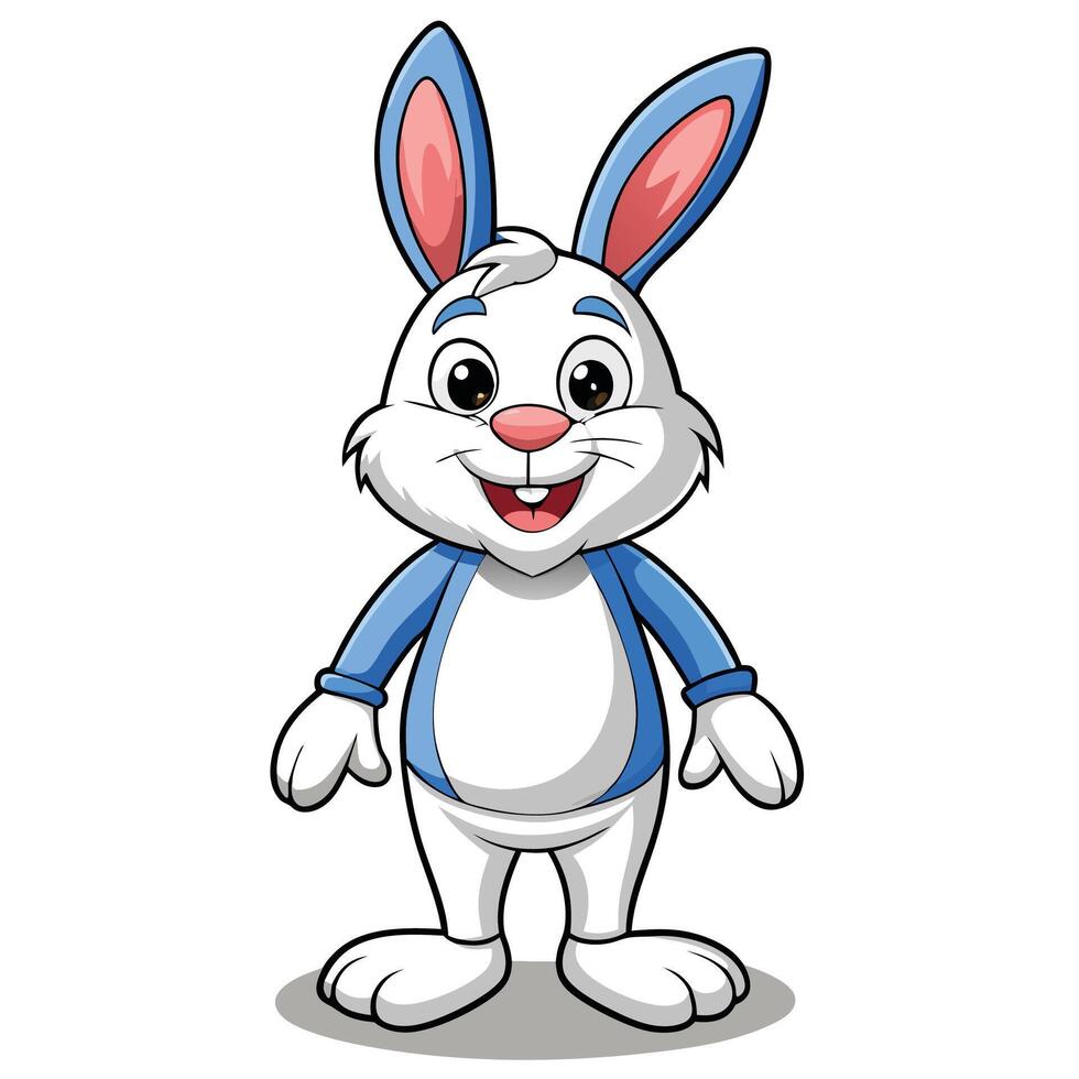 cartoon rabbit in blue and white outfit vector