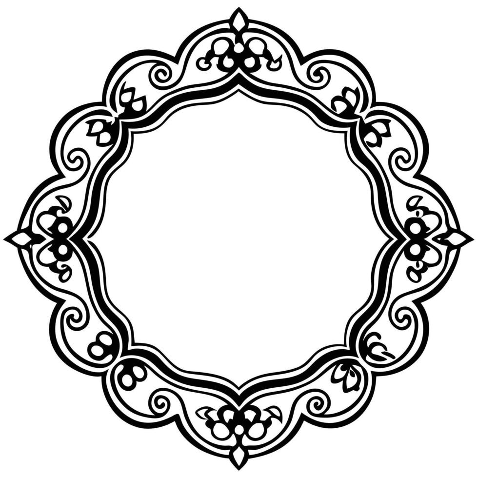 a round frame with ornate design vector