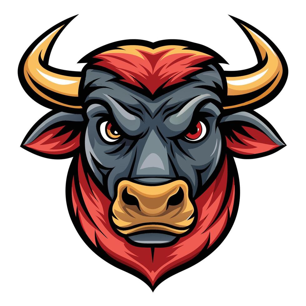 the head of a bull is shown in a cartoon style vector