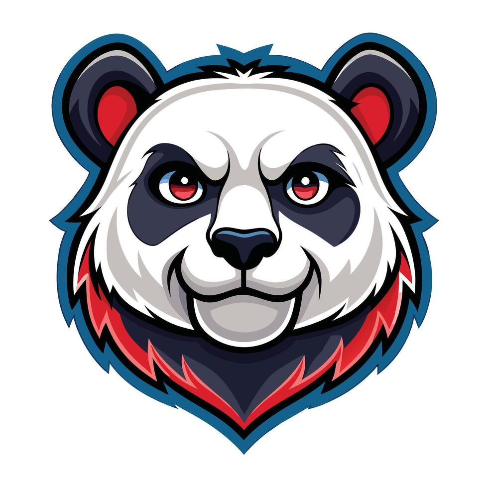 a panda bear head with red and blue eyes vector