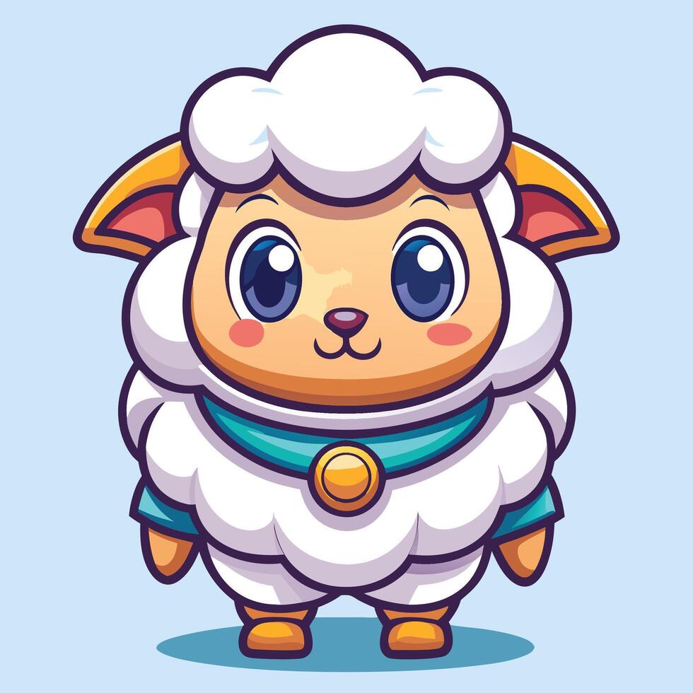 cartoon sheep character with blue eyes and a blue collar vector