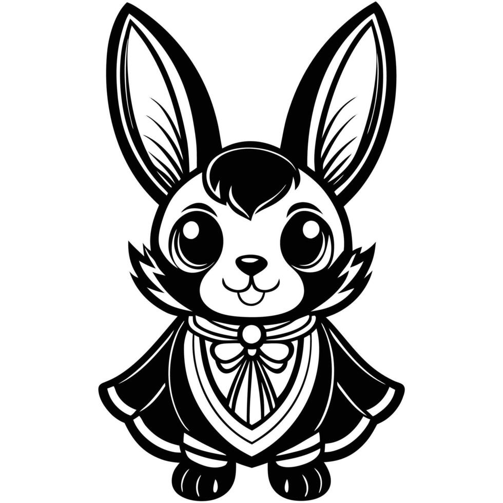 a cartoon rabbit in a cape and bowtie vector