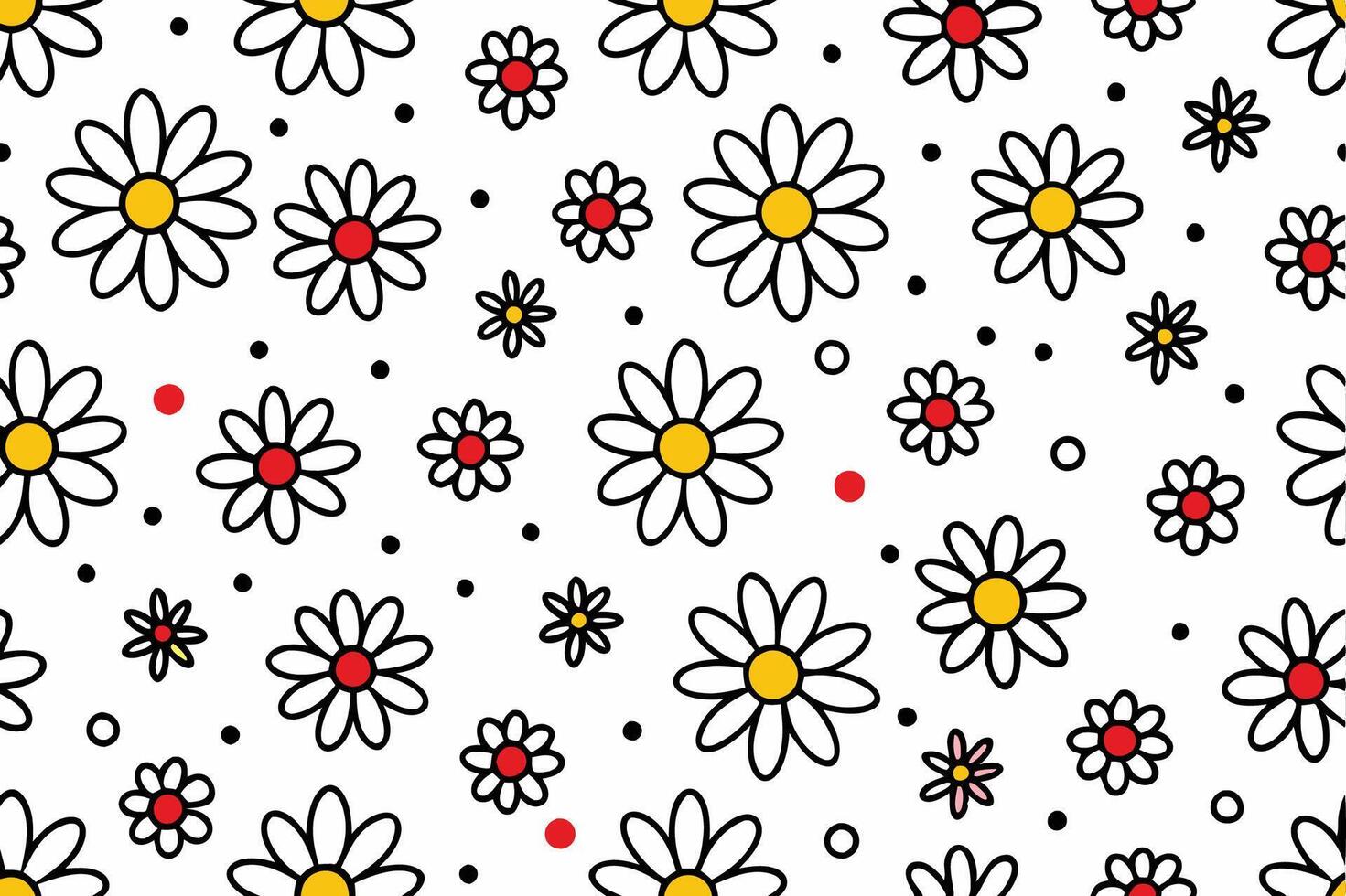 a white background with a bunch of daisies vector
