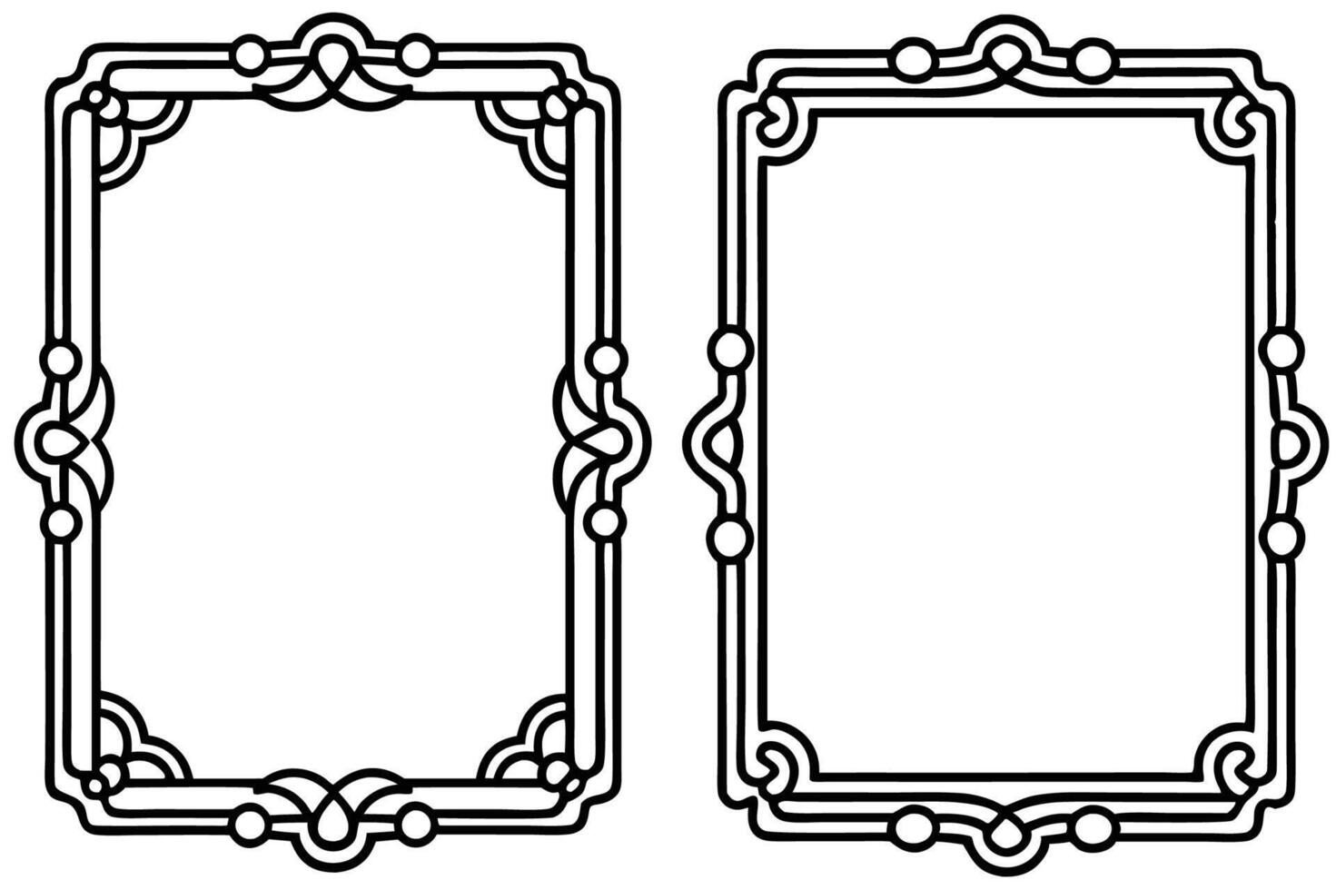 two black and white frames with ornate designs vector