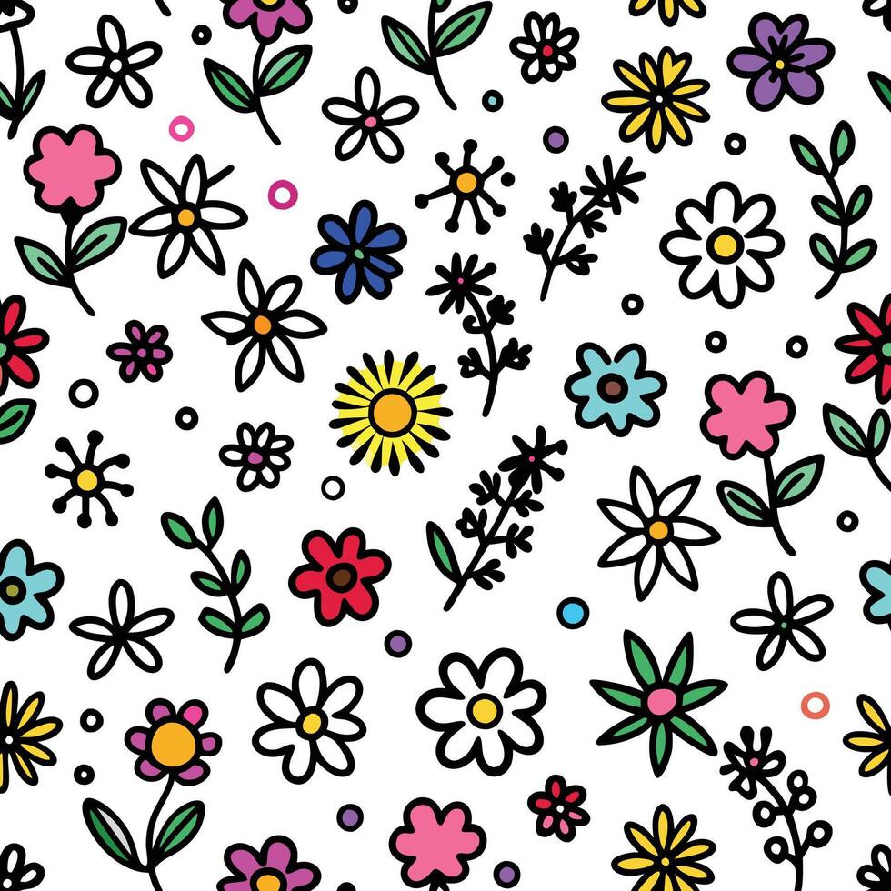 seamless pattern with flowers and leaves vector