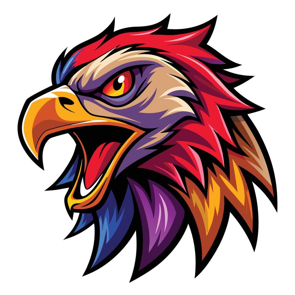 an eagle head with colorful feathers vector