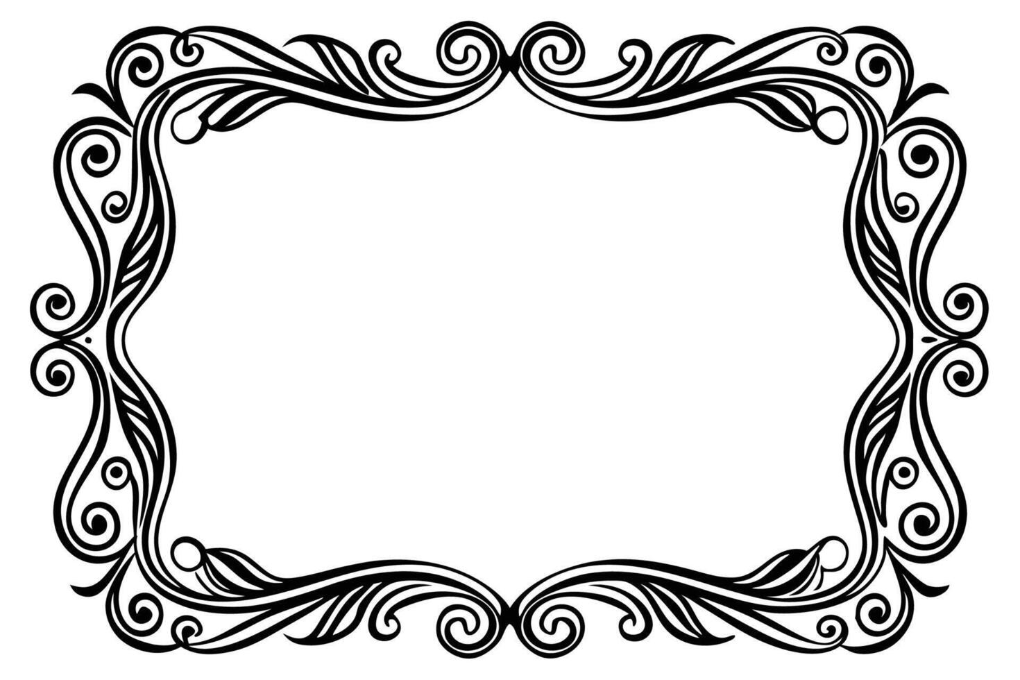 a black and white square frame with swirls vector