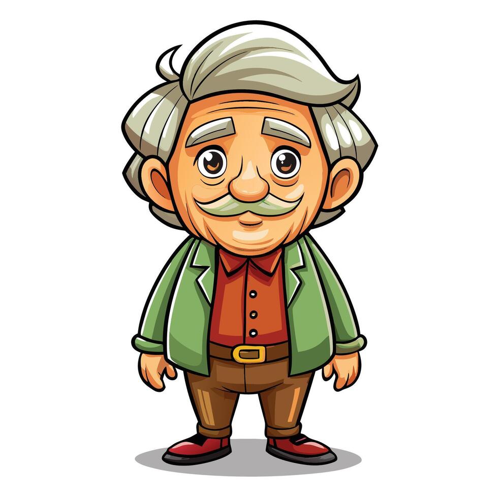 old man cartoon character illustration isolated on white background vector