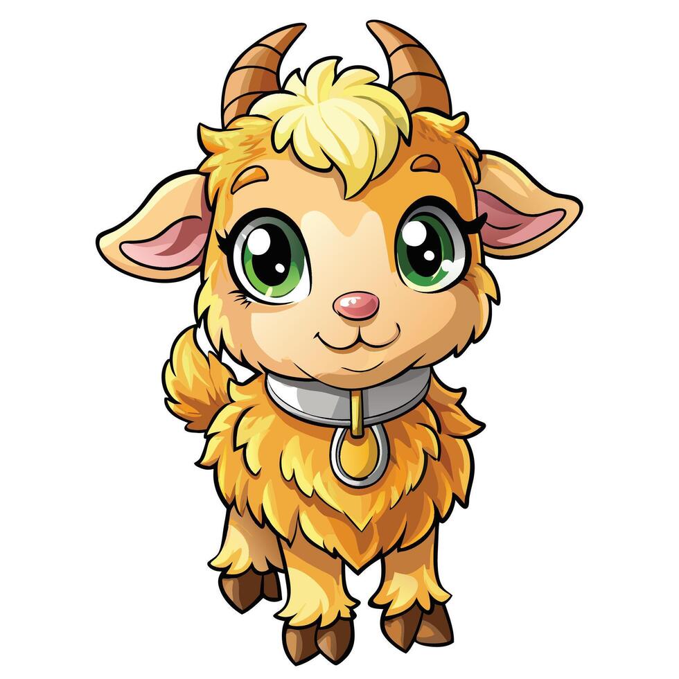 a cartoon goat with horns and a collar vector