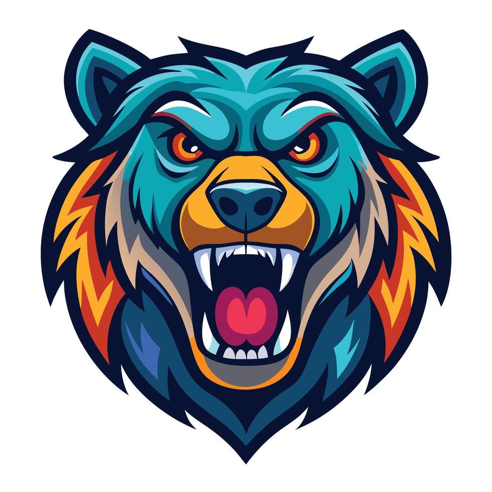 the head of a bear with an angry expression vector