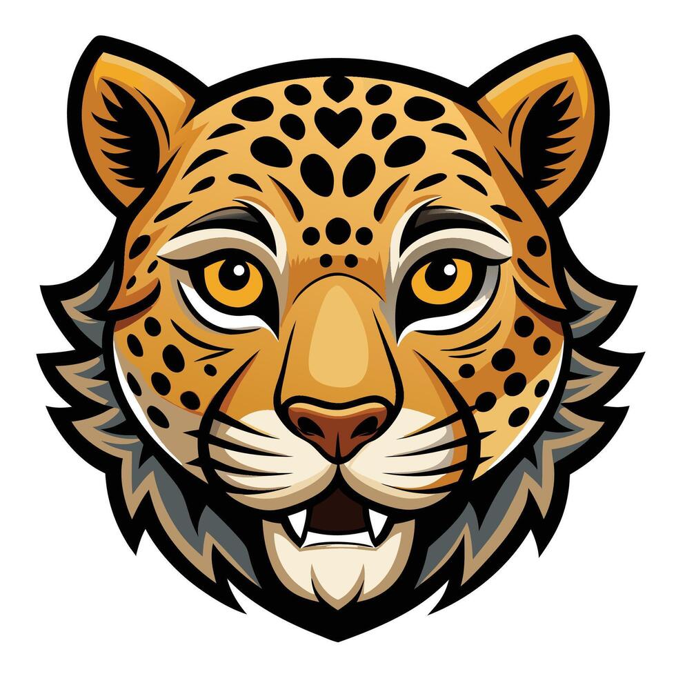 a jaguar head with yellow eyes and a big mouth vector