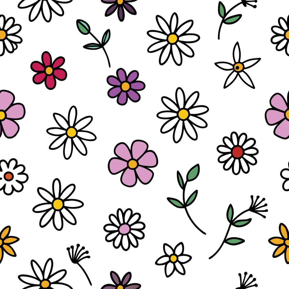 a seamless pattern with flowers on a white background vector
