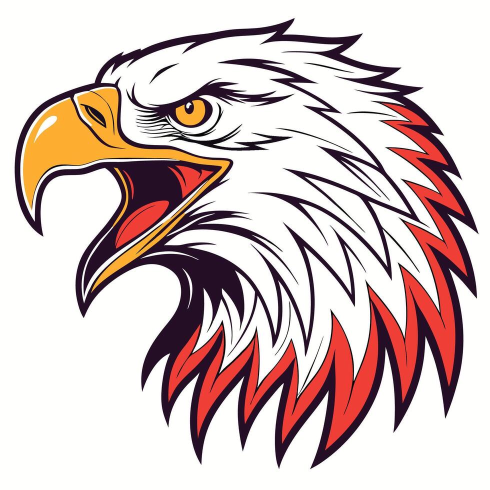 an eagle head with a red and white beak vector