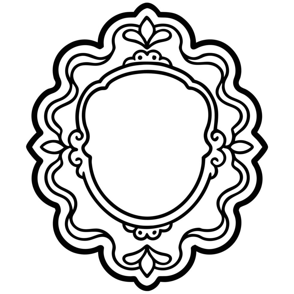 a black and white drawing of a frame with a floral design vector