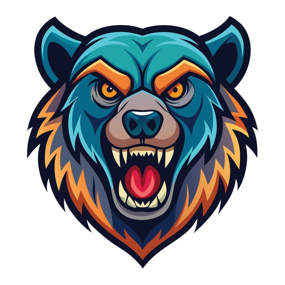 the head of a bear with an angry expression vector