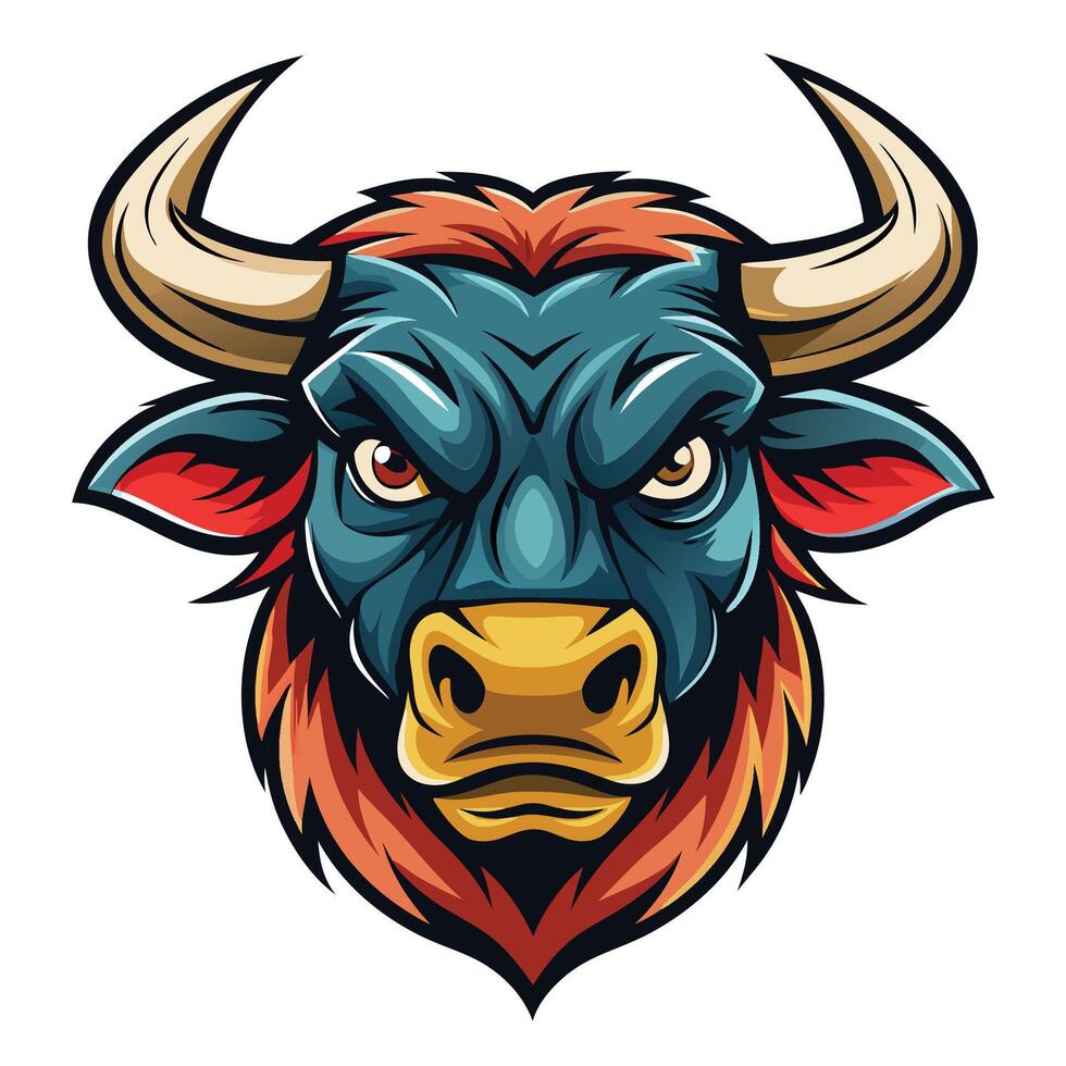 an angry bull head with horns on a white background vector