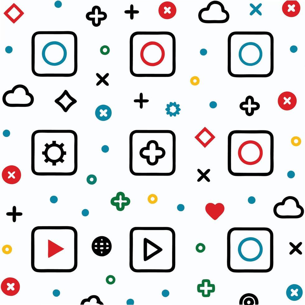 a seamless pattern with various icons and symbols vector