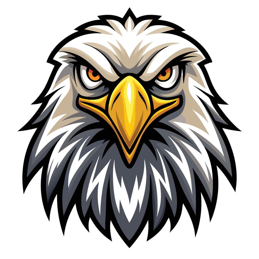 an eagle head with a big beak and yellow eyes vector