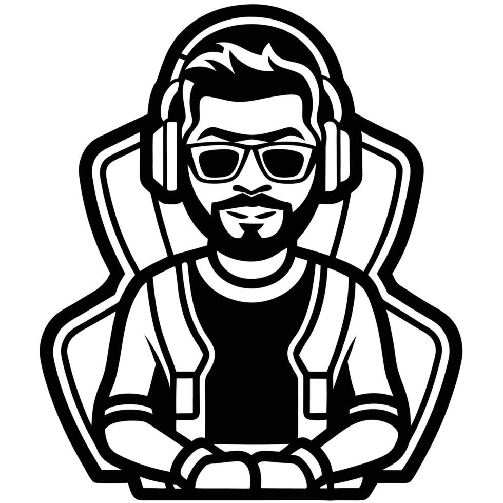 a man with headphones and sunglasses is wearing a shirt vector