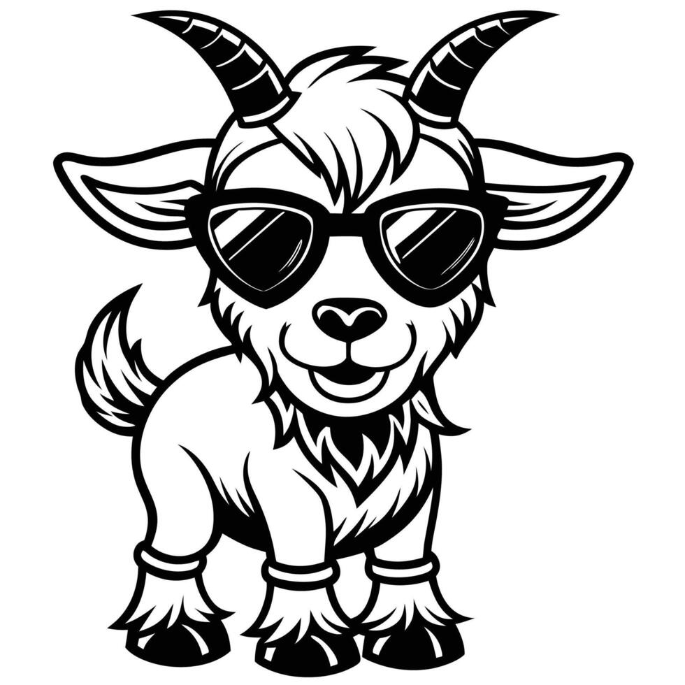 goat wearing sunglasses illustration vector