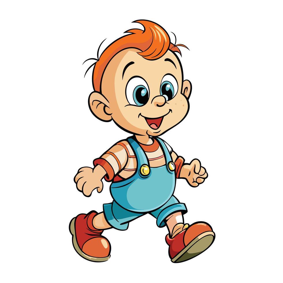cartoon boy running illustration vector
